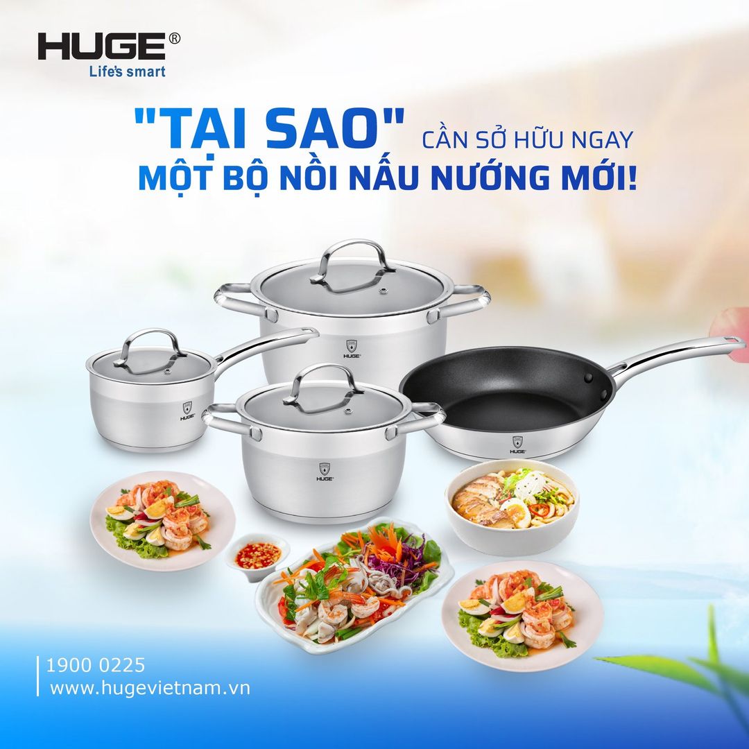 Thiết bị nhà bếp thông minh HUGE - Bộ nồi Inox 304 HUGE H-BN6804 LUX Thiết bị và phụ kiện nhà bếp thông minh HUGE - Bộ nồi Inox 304 HUGE H-BN6804 LUX