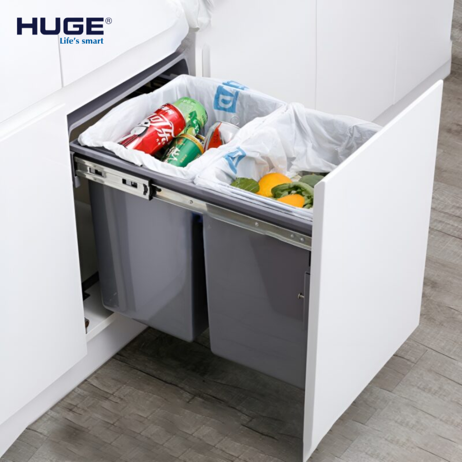 Thùng rác thông minh 2 ngăn gắn cánh HUGE
