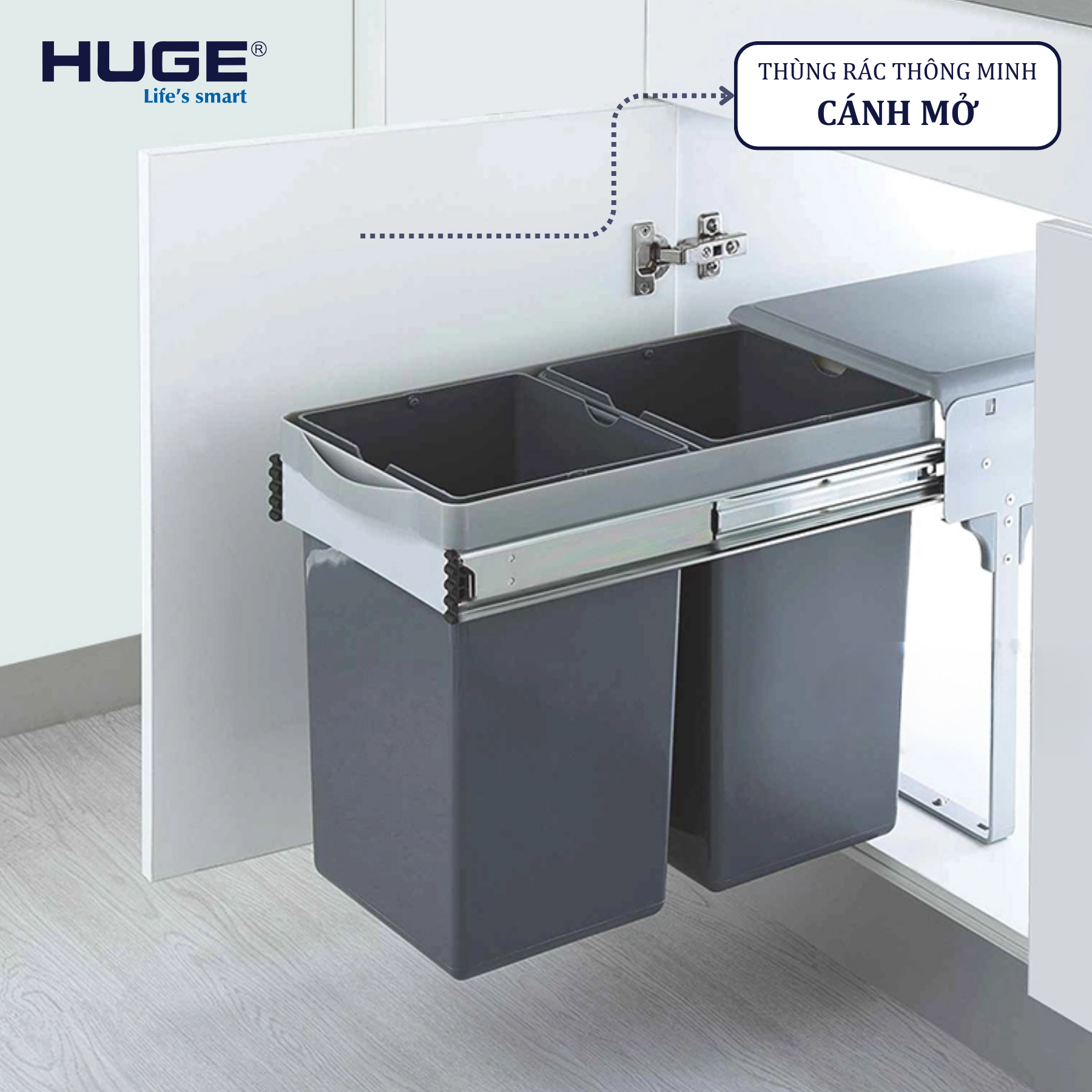 Thùng rác thông minh cánh mở Thùng rác thông minh cánh mở