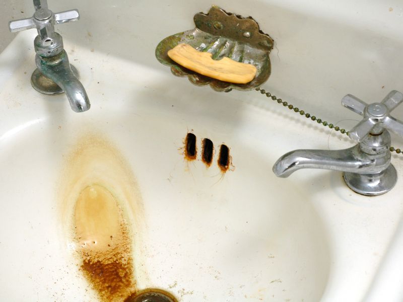 Bồn rửa mặt bị bám bẩn và ố vàng Bồn rửa mặt bị bám bẩn và ố vàng