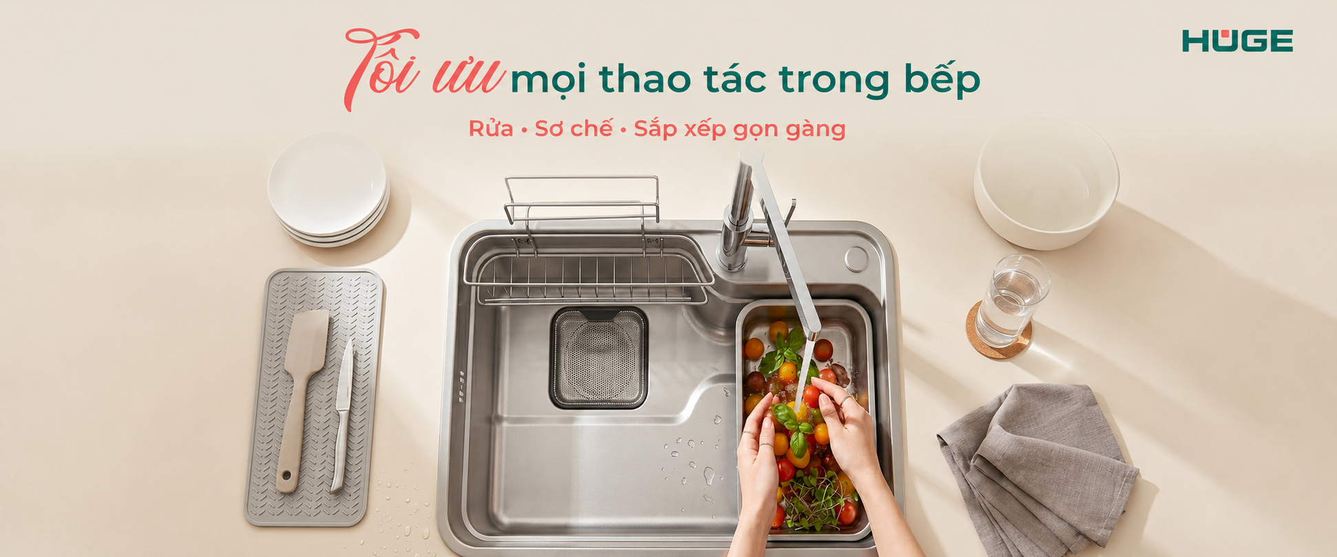 CHẬU RỬA BÁT HUGE H-P100A5 15 12 3