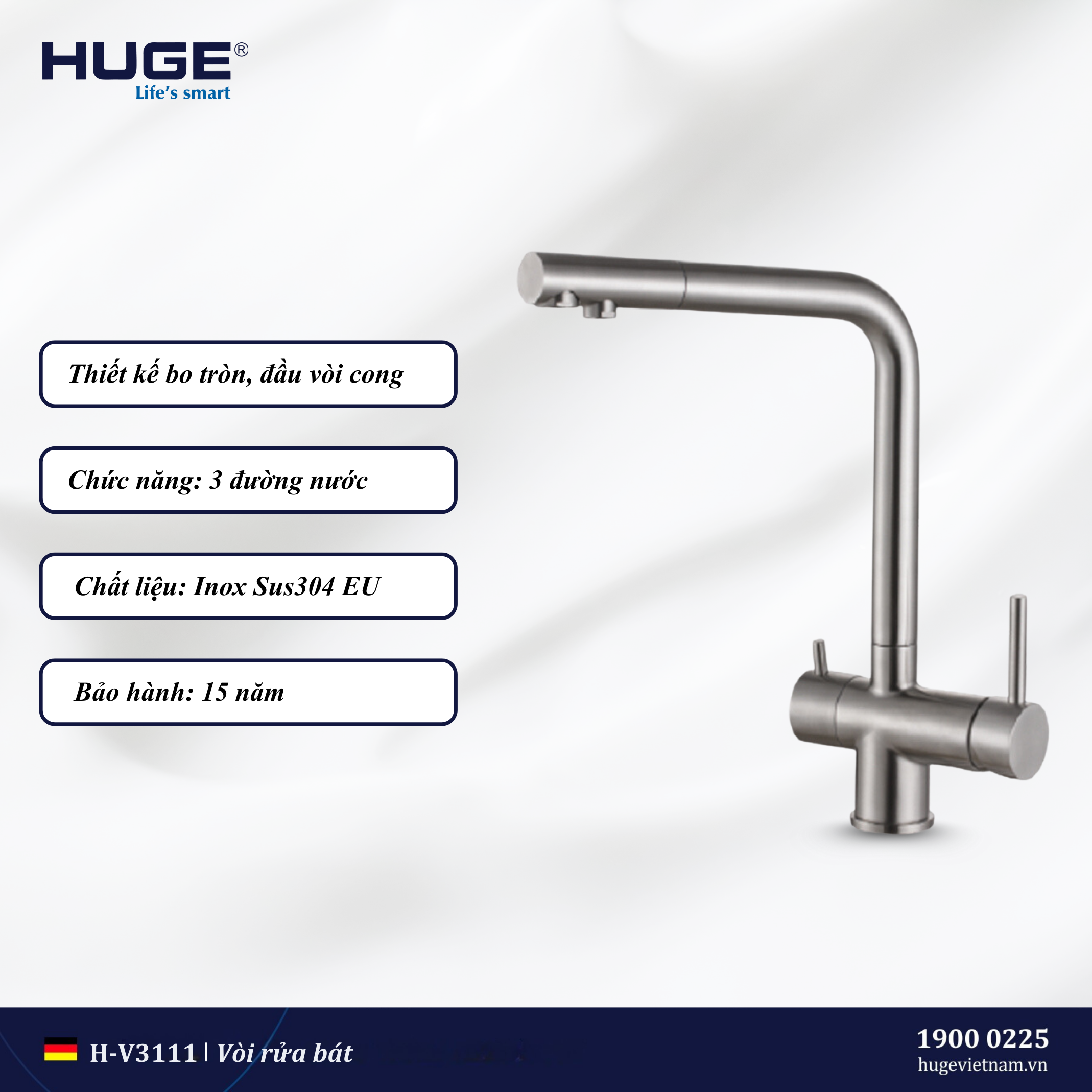 Vòi rửa bát xoay đa chiều HUGE H-V3111