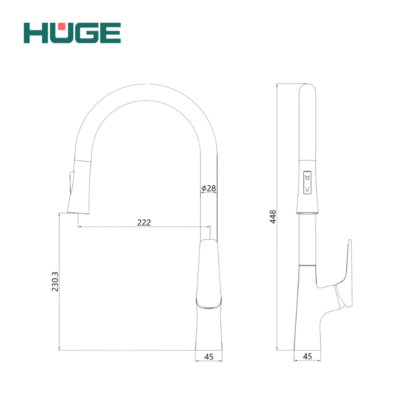 VÒI RỬA BÁT HUGE H-V2411P 2 VÒI RỬA BÁT HUGE H-V2411P - Ảnh 2